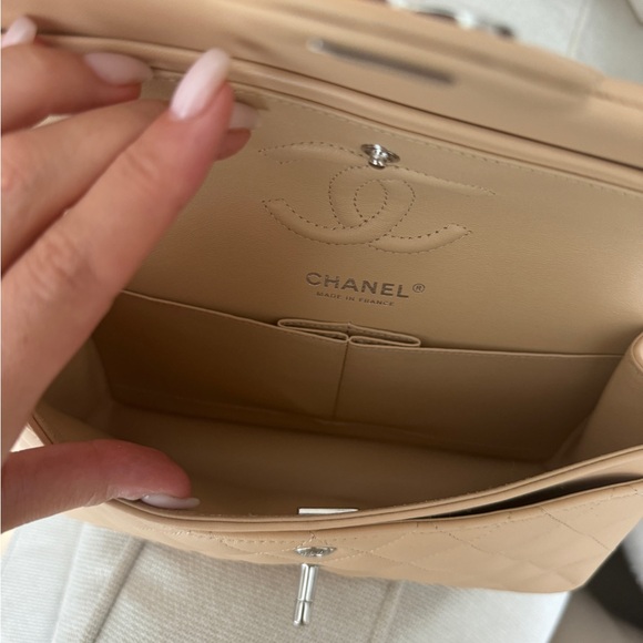 Chanel Small Classic Double Flap Beige Clair Lambskin Silver Hardware - Picture 9 of 10